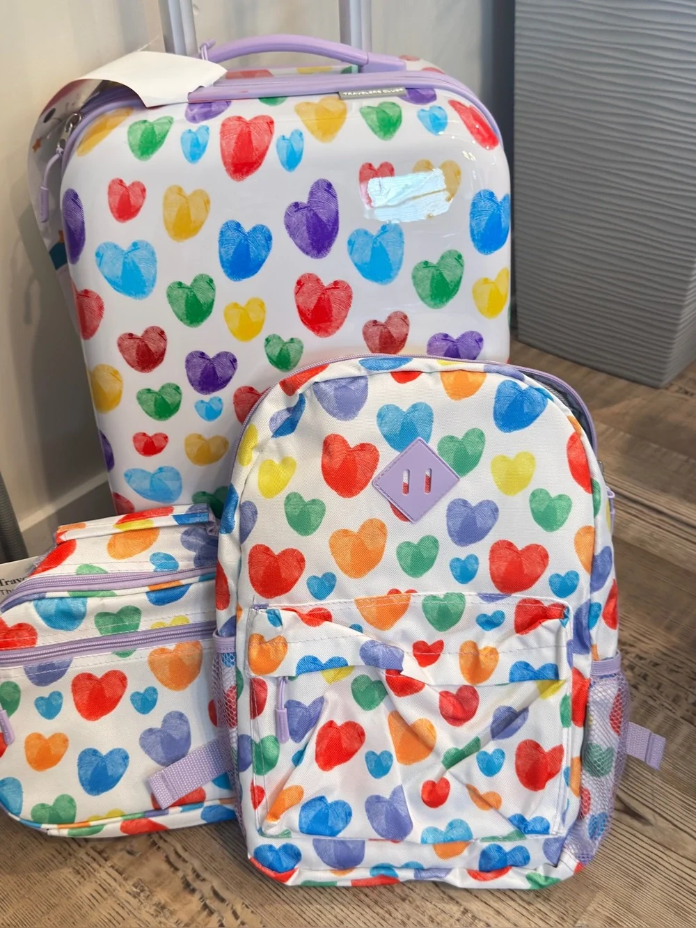 Travelers Club kids 5 piece luggage set Multicolor Heart Travel Set Lavender
